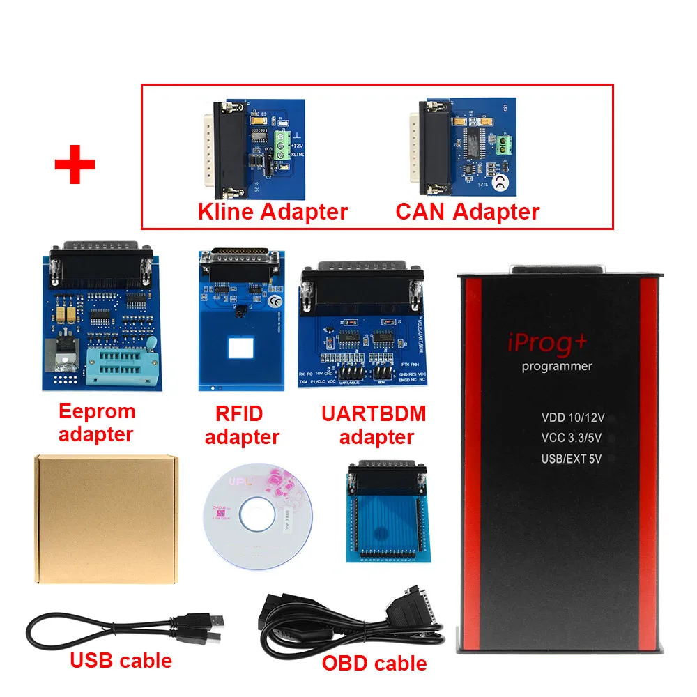Iprog+ Pro V84 car key programmer support Airbag carradio dpf off ECU IMMO KEY PINABS PINCODE ODO Adjust ect with Full Adapters |