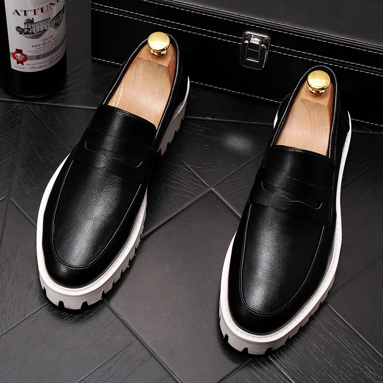 Мокасины мужские из свиной кожи базовые дизайнерские туфли с круглым носком без