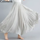 Colorfaith Новинка 2022 плиссированные 20 цветов хлопок и лен расклешенные с высокой эластичной талией Весна Лето Длинные женские макси юбки SK8073
