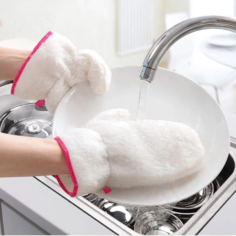 

2 Pcs Kitchen Daily Dishwashing Gloves, Dish Cloth, Kitchen Rag, Non-Stick Oil, Thickened Table Cleaning Cloth, Absorbent Gloves