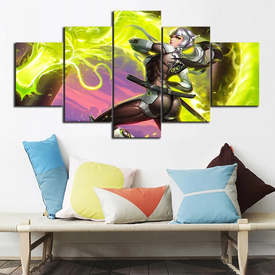 

Wall Artwork Canvas Prints Home Decor 5 Panel Video Game Character Poster Painting Abstract Spray Pictures Living Room Framework