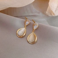 925 silver needle water drop opal temperament earrings for women korean fashion jewelry unusual earrings accessories for girls