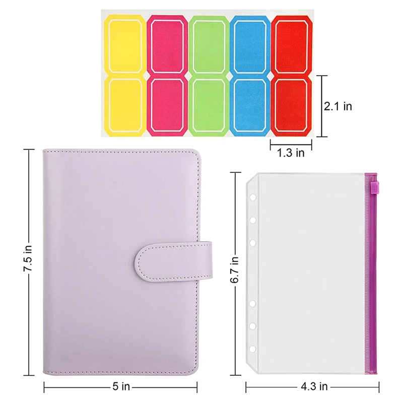 

A6 Binder, A6 PU Leather Notebook Binder, Budget Binder, Envelope with Cash, Money Clip, Closure with Magnetic Buckle