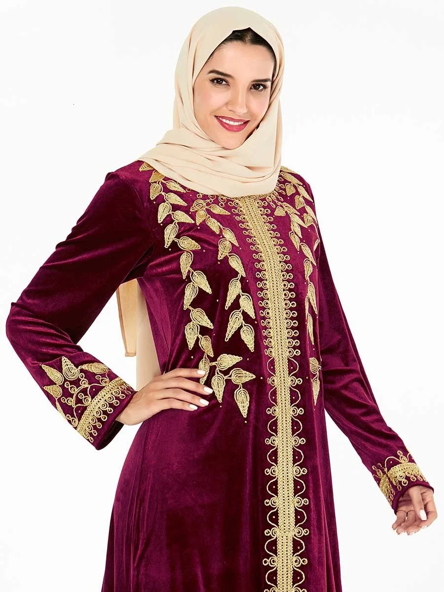 Luxury Embroidery Maxi Dress Muslim Velevt Abaya Vestidos Cardigan Kimono Long Robe Gowns Jubah Middle East Eid Ramadan Islamic |