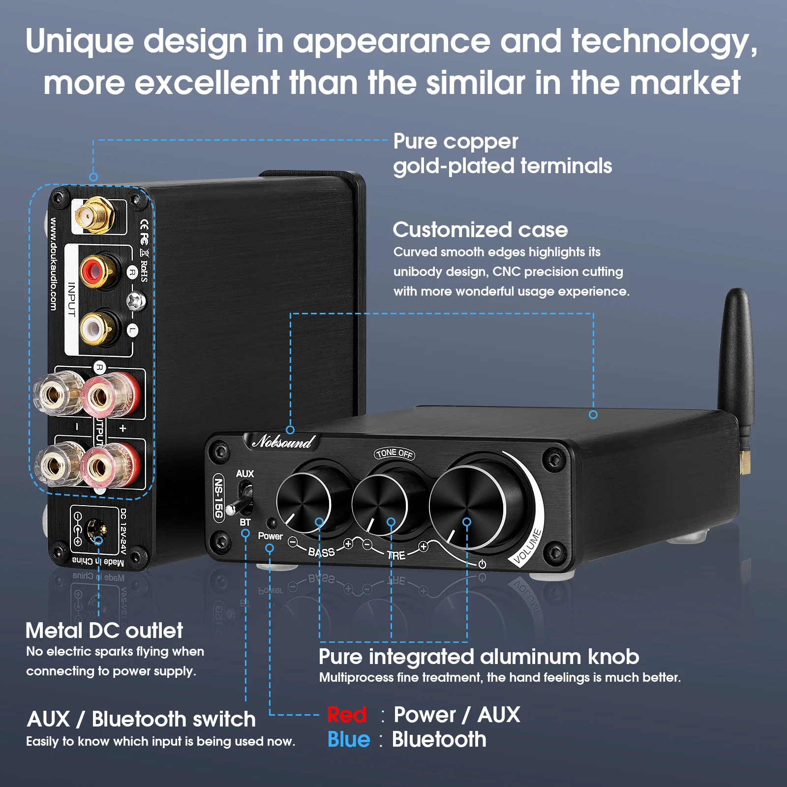 5 channel amplifier Douk Audio Mini TPA3116 Digital Audio Amplifier HiFi Bluetooth 5.0 Class D Stereo Power Amp 100W*2 For Speaker multi zone amplifier