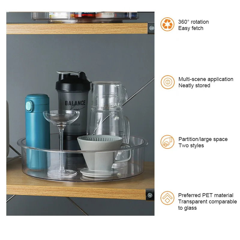 

360 Rotating Tray Kitchen Storage Containers For Spice Plate Snack Fruit Food Tray Non Slip Bathroom Dried Storage Plate Tray