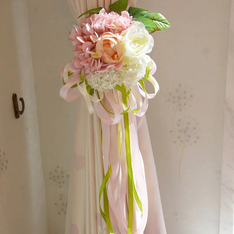 Curtain Bouquet Knot Decorative Rose Flower for Wedding Groom Bride Room Ornament | Дом и сад