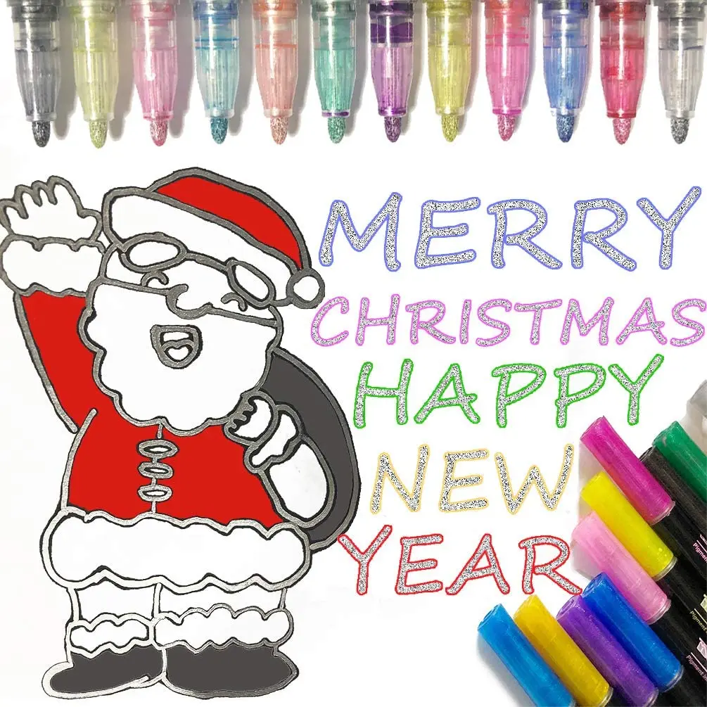 12 цветов супер сквиглли контур металлический маркер двойная линия краска