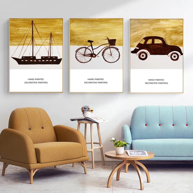 

Retro Simple Classic Car for Living Room Decoration Painting Core Sea Ship Bicycle Decoration Wall Hanging Painting