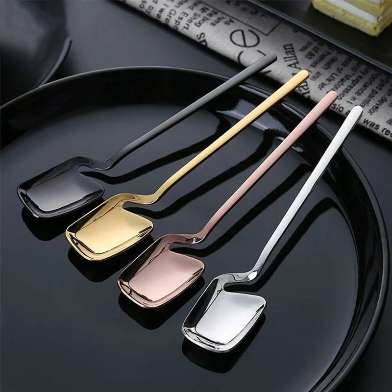  Creative Long Handle Wall Hanging Spoon Stainless Steel Dessert Mixing Ice Cream Tea Coffee Spoon Stirring Spoon Tableware Party