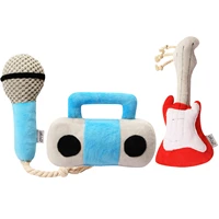 dog squeak sounding plush pet toy simulation microphone guitar dog molar toy molar tooth soothing training interact dog supplies