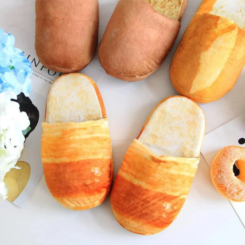 Тапочки домашние женские Pantufa теплые мягкие с 3d-изображением хлеба | Обувь