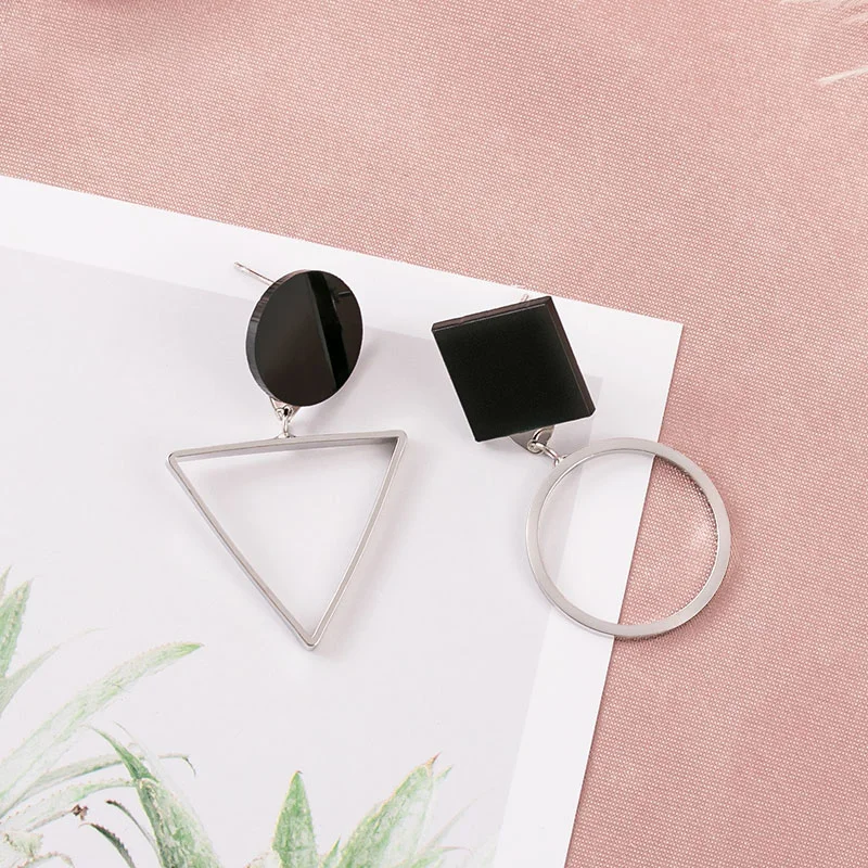 Product 1 POXAM винтажные массивные черные акриловые Висячие серьги для женщин модные ювелирные изделия корейский, геометрической формы золотые свисающие серьги с бриллиантами - Окраска металла: Product 1
