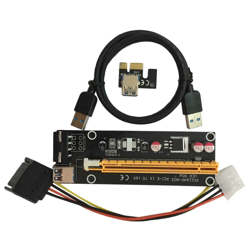 PCI E Express 1X к 16X Riser Card USB 3 0 кабель SATA 4Pin IDE шнур питания Molex для BTC Miner машины|Модули