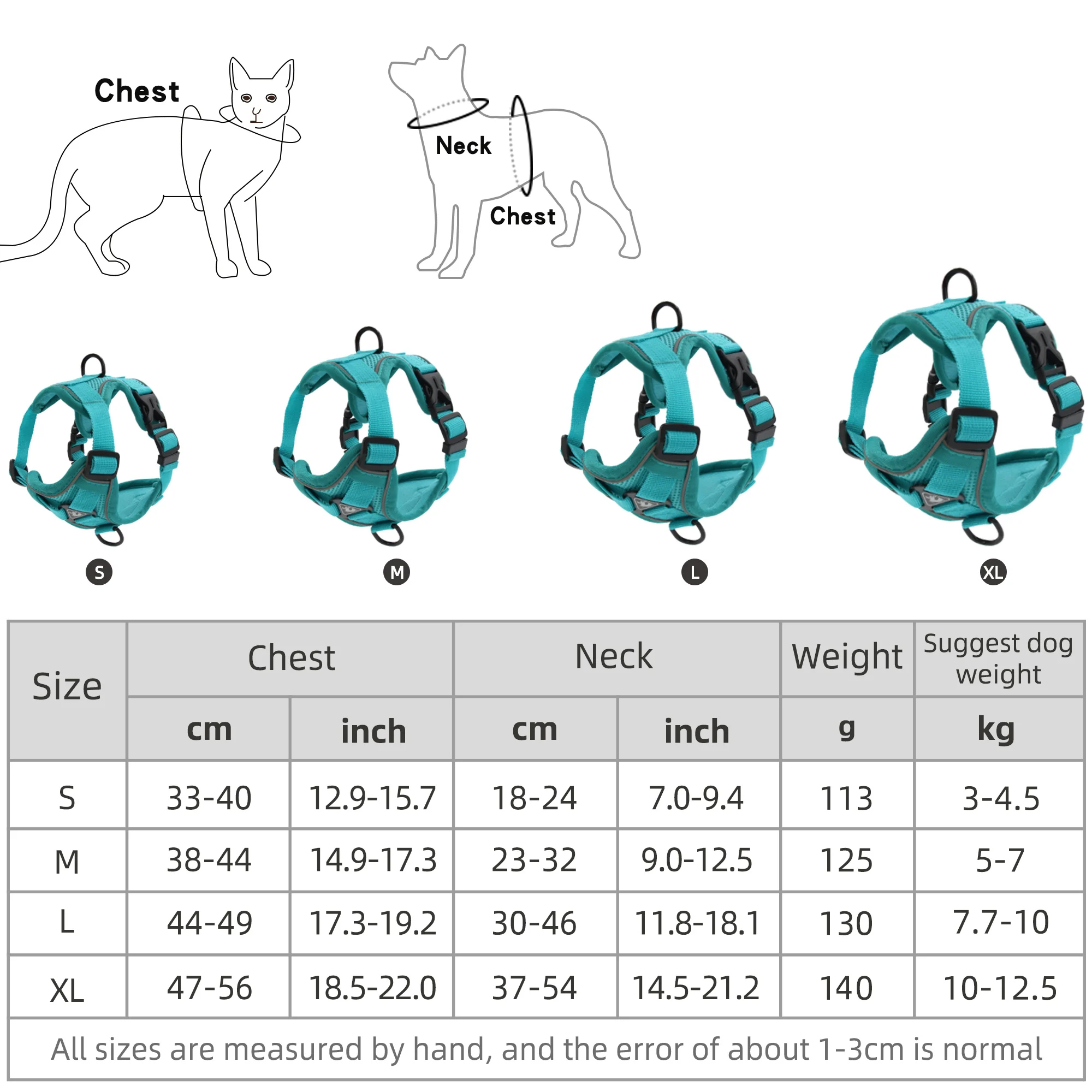 

Reflective Pets Travel Safely At Night, Easy To Wear, Breathable and Comfortable Dog Harness Dog Collars