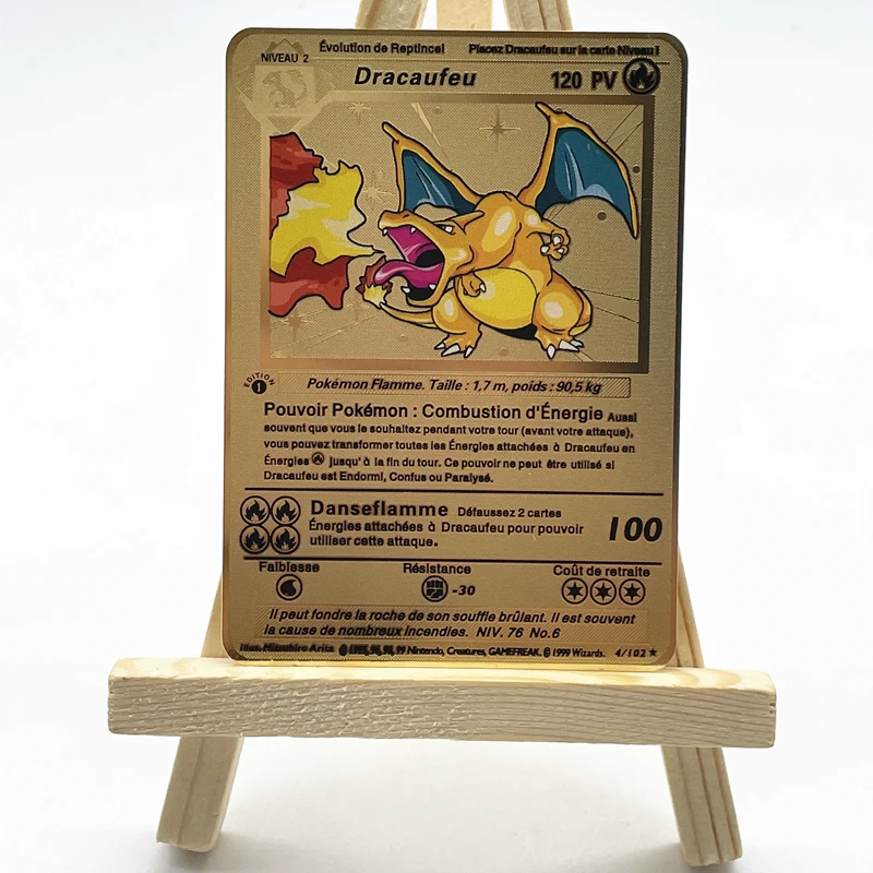 

Новые карты из французского аниме PV Golden Mewtwo GX EX Charizard Metal Pokemon Card Pikachu Game Battle Collection Pokemon Card, Игрушечная модель