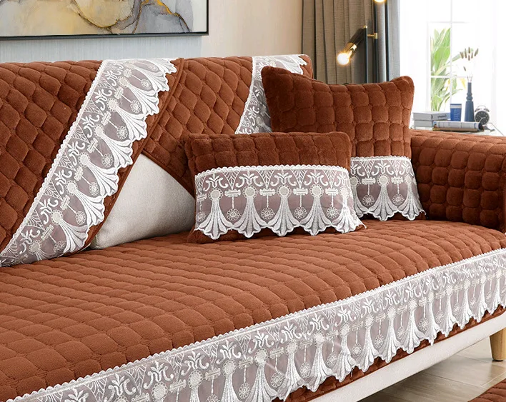 Плюшевый чехол для дивана защитный нескользящий бархатный гостиной полотенце l