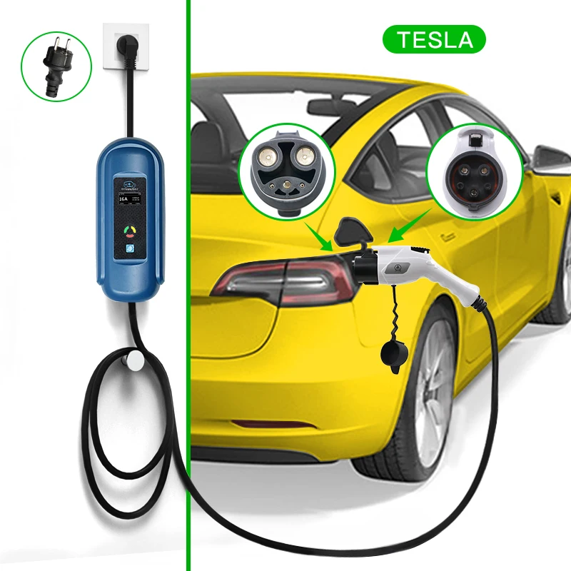 

ISIGMA Tesla Adaptor 16A 32A 63A Electric Vehicle EV Charger SAE J1772 Socket Type 1 To Tesla For Car Charging