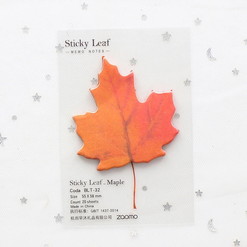 Необычный милый блокнот для заметок с листьями разноцветный клейкий студентов