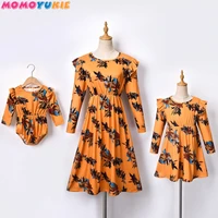 2021 mother and daughter printed dress family matching outfits clothes long sleeve princess dress for mommy and me baby girls