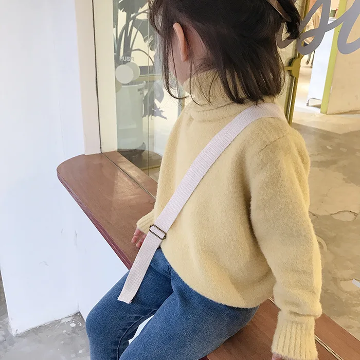 Новинка 2019 года зимние свитера для девочек детская однотонная шерстяная нижняя