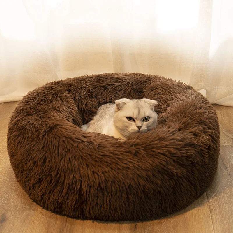 

Sleep Luxury Soft Plush Cat Bed Round Shape Sleeping Bag Kennel Cat Puppy Sofa Bed Pet House Winter Warm Beds Cushion Cat Bed
