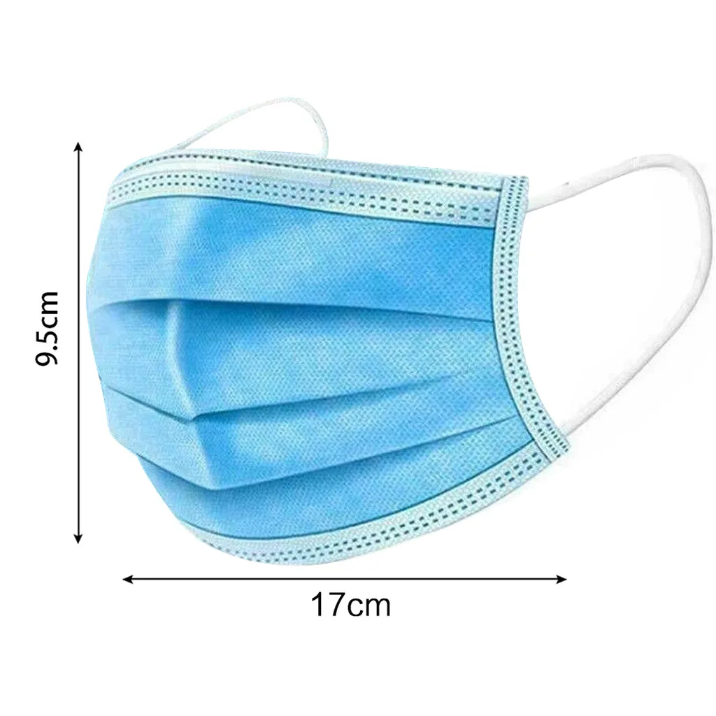 

10-50PCS Blue Adult 3Ply Breathable Masque Ear Loop Mascarilla Mask Adult Mascarillas Disposable Pure Color Protective Face Mask