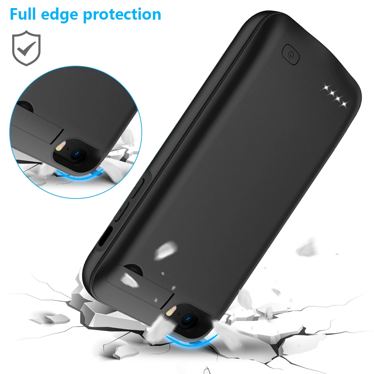 Для iPhone SE 5SE 5 5S за чехол на айфон 4500mAh аккумуляторная Внешняя батарея резервного копирования защитный чехол зарядное устройство крышка с Скрытая скобка