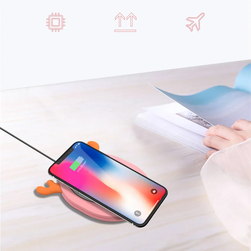 Qi Беспроводное зарядное устройство для Iphone XS MAX XR 8plus samsung S10 S9 Plus Note8 Chargeur Индукционная милая без провода Быстрая зарядка