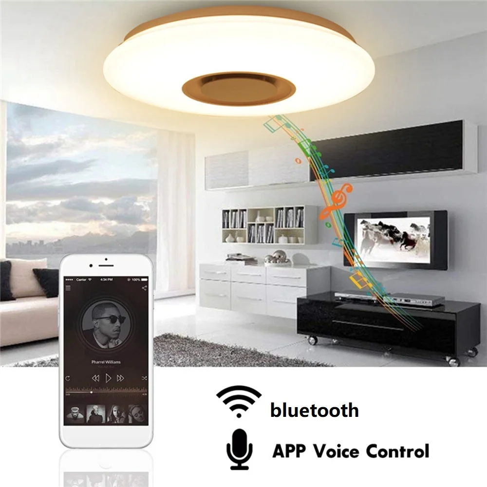 

RGB Dimmable Music Ceiling lamp Remote&APP control 24/48/60W Ceiling Lights AC85-265V for home bluetooth speaker lightingFixture