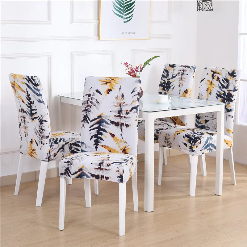 4/5/6 Pieces Chair Cover Chair Covers for Weddings Slipcovers Stretch Removable Dining Seat Seat Covers Housse De Chaise - Цвет: K322