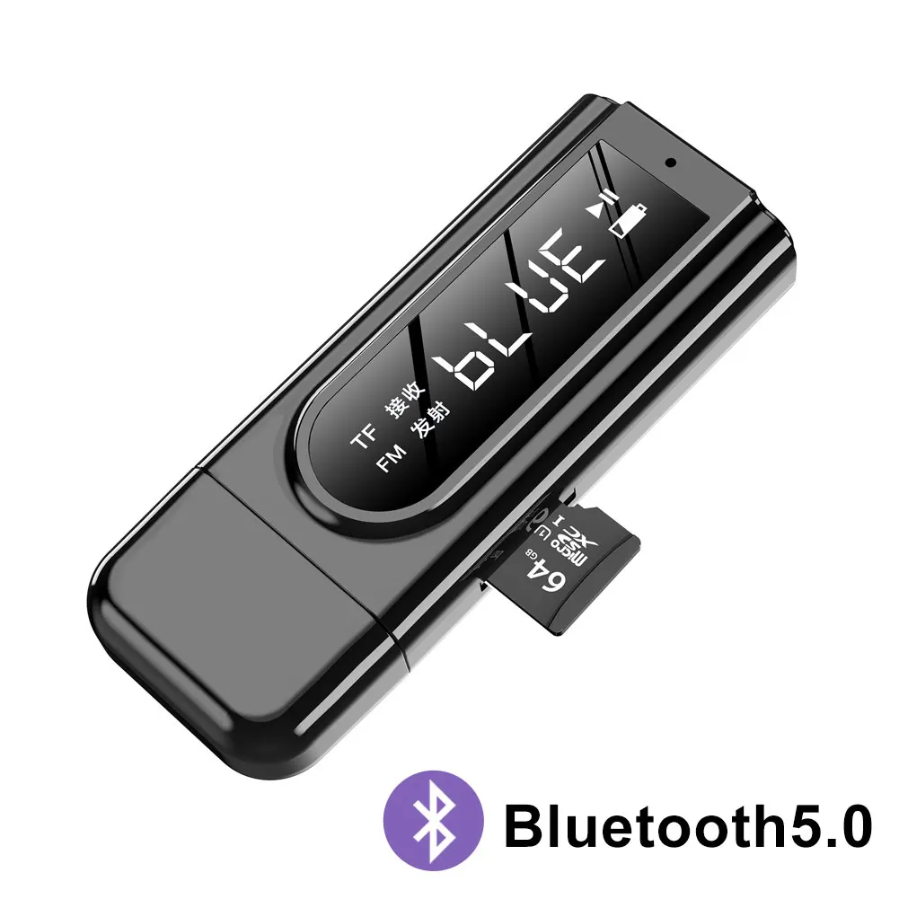 USB Беспроводной FM-трансмиттер модулятор двустороннего вывода AUX аудио адаптер цифровой дисплей приемник для ПК ТВ динамиков.