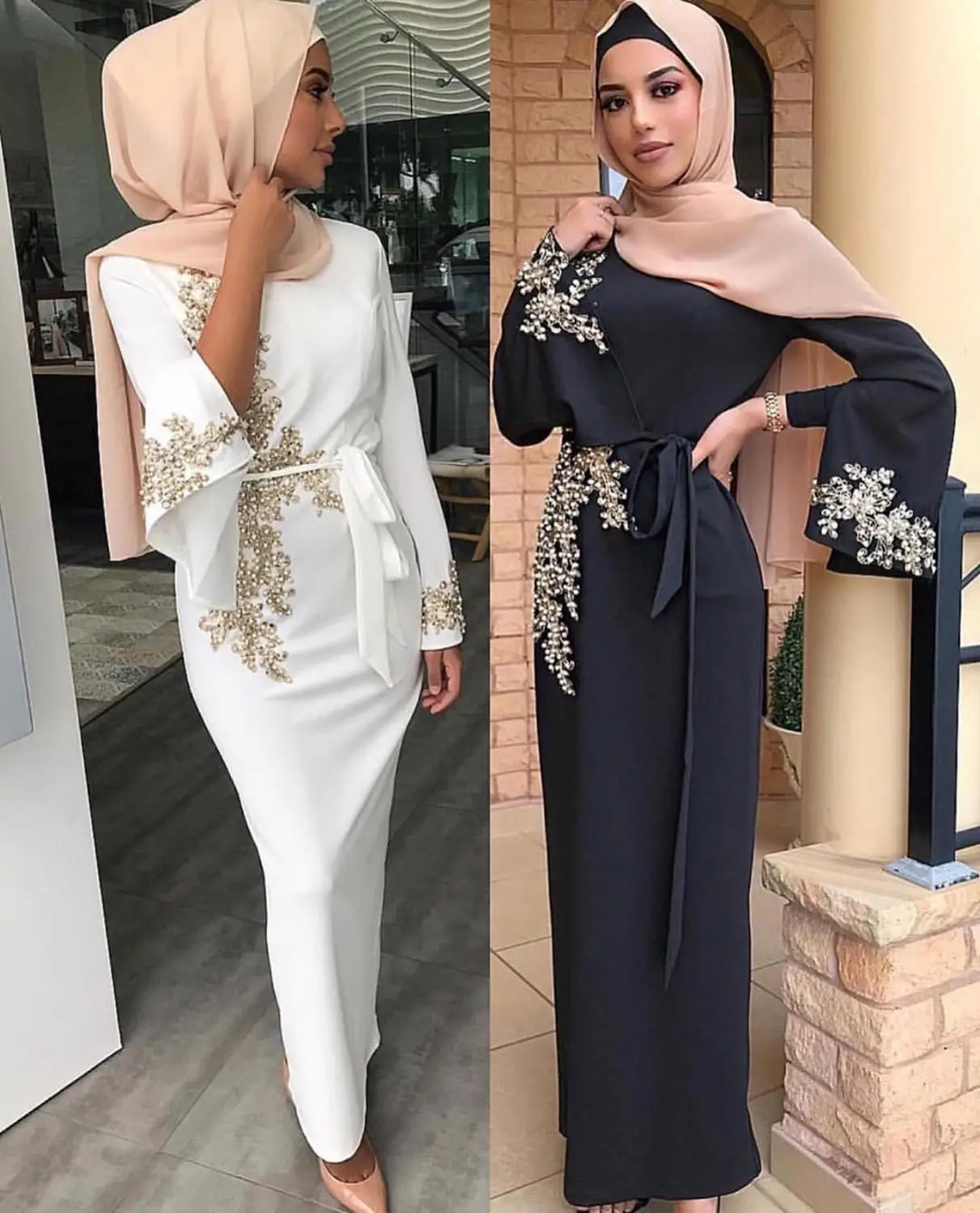 Дубайский мусульманский длинный Абая для женщин Caftan ручной работы 3D Вышивка