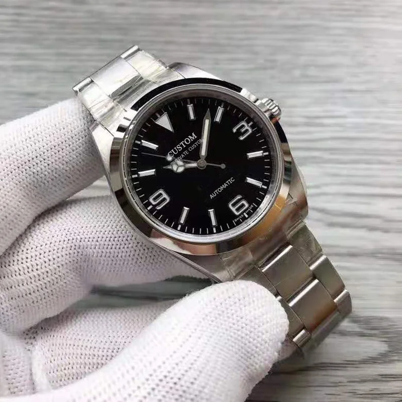 

39mm Luxury Brand Men's Watch Automatic Mechanical Black Dial 316 Stainless Steel Waterproof Watch Male Clock