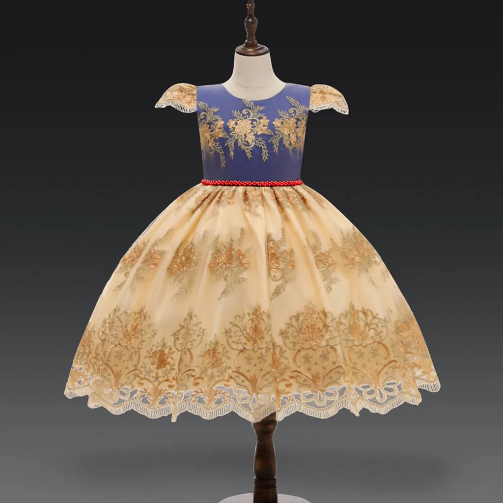 

Детское платье принцессы с цветочным кружевом, бабочкой и бантом