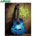 Картина AZQSD по номерам, синяя гитара, рисование на холсте, самостоятельная роспись по номеру для взрослых, набор инструментов, современное настенное искусство
