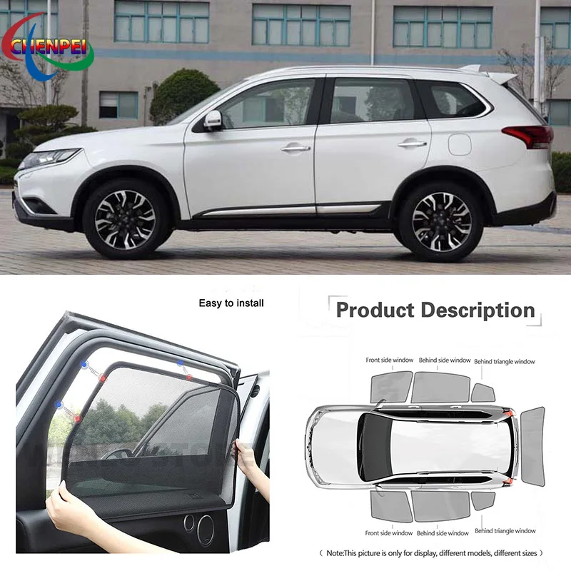 For Mitsubishi Outlander 2016 Car Full Side Windows Magnetic Sun Shade UV Protection Ray Blocking Mesh Visor Car Accessories