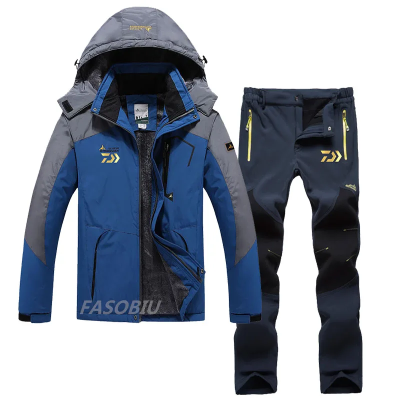 Новый Daiwa уличная теплая плюс бархатная одежда для рыбалки зимний походный Fhshing