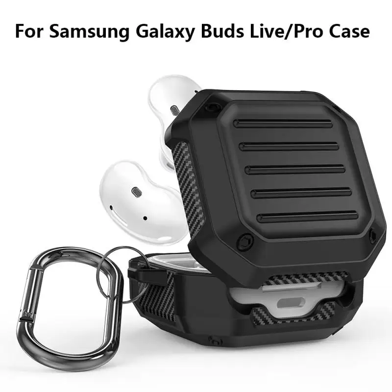 

TPU Earphone Case For Samsung Galaxy Buds Live Pro Headset Shockproof Full Enclosure Protection Headphone Cover Shell With Hook