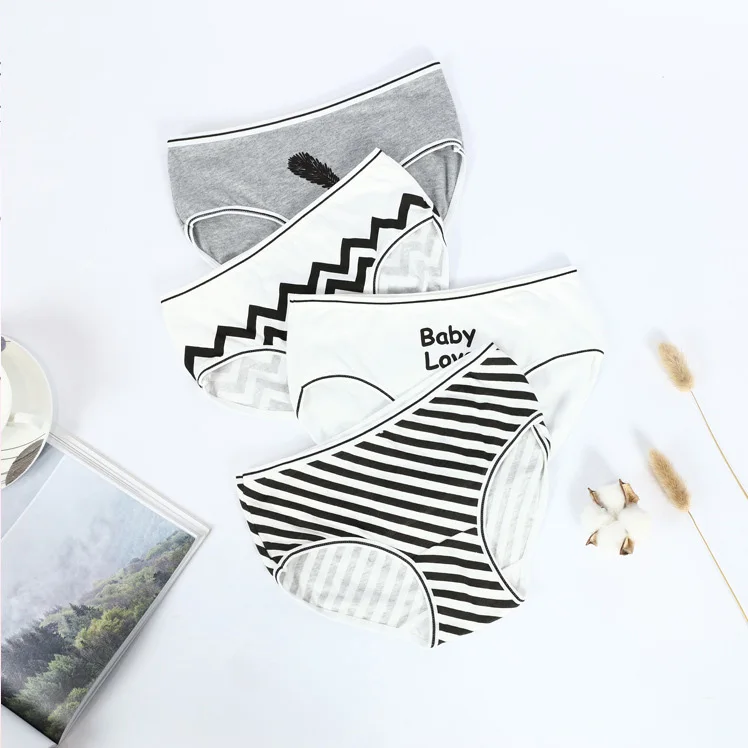 Женские трусики в полоску с принтом кактуса Нижнее белье Трусики для девушек