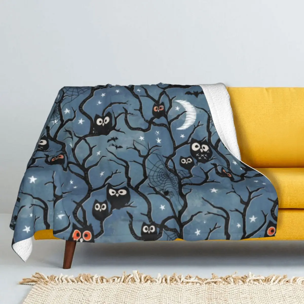 

Spooky Woods Owls Winter Thicken Cashmere blankets Lamb Blanket Flannel Quilt warmth bedclothes Sofa adult Birthday
