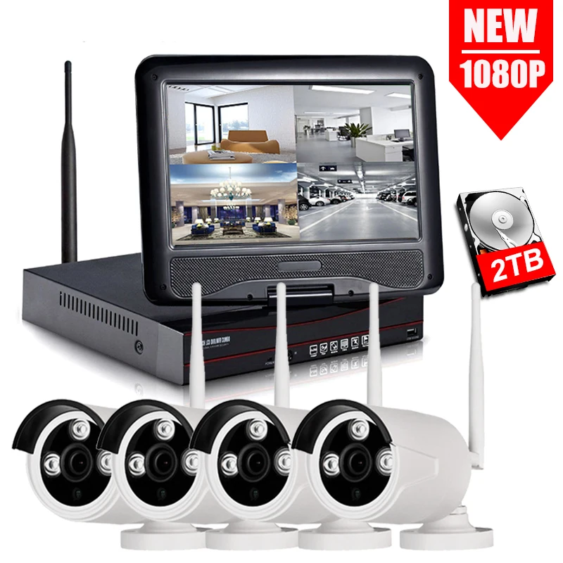 Камера видеонаблюдения IMPORX 4 канала 1080P Wi Fi NVR 2 Мп ЖК дисплей 10 дюймов|Система