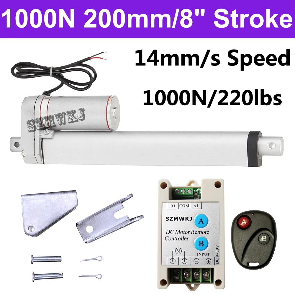 Тяжелый 1000N DC 12V 200mm 8 &quotлинейный привод ход 14 мм/секция Spd Открыватель двери