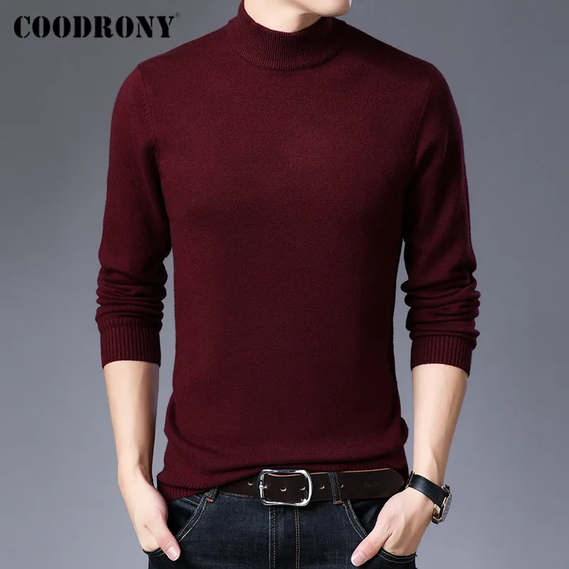 coodrony men clothing autumn winter new arrivals pure color casual soft knitted thick warm turtleneck sweater pullover men c2001 free global shipping