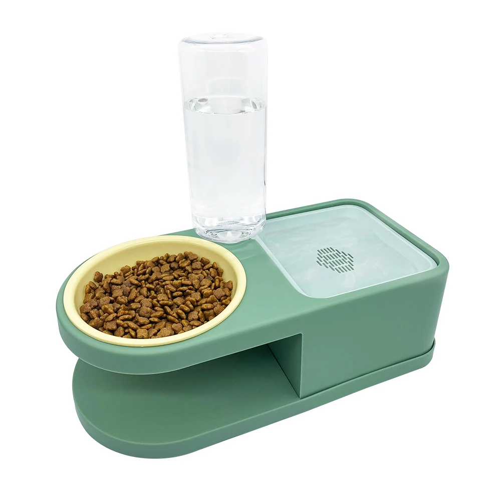 

Raised Cat Food Bowl, Marchul Raised Refill Water Bowl, Cat Elevated Bowls Double Dishes with Automatic Water Dispenser Bottle