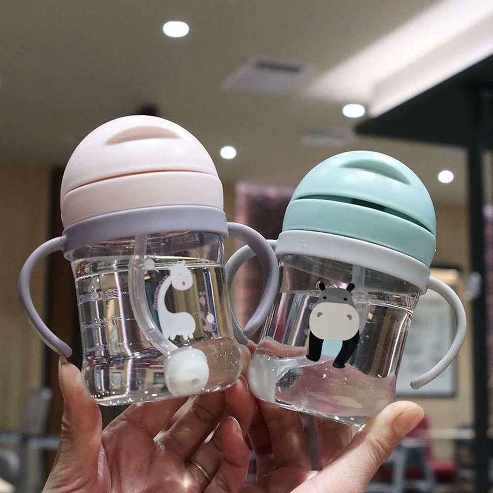 

250ml Baby Feeding Cup with Straw Children Learn Feeding Drinking Bottle Kids Training Cup With Straw Taza De Bebe New