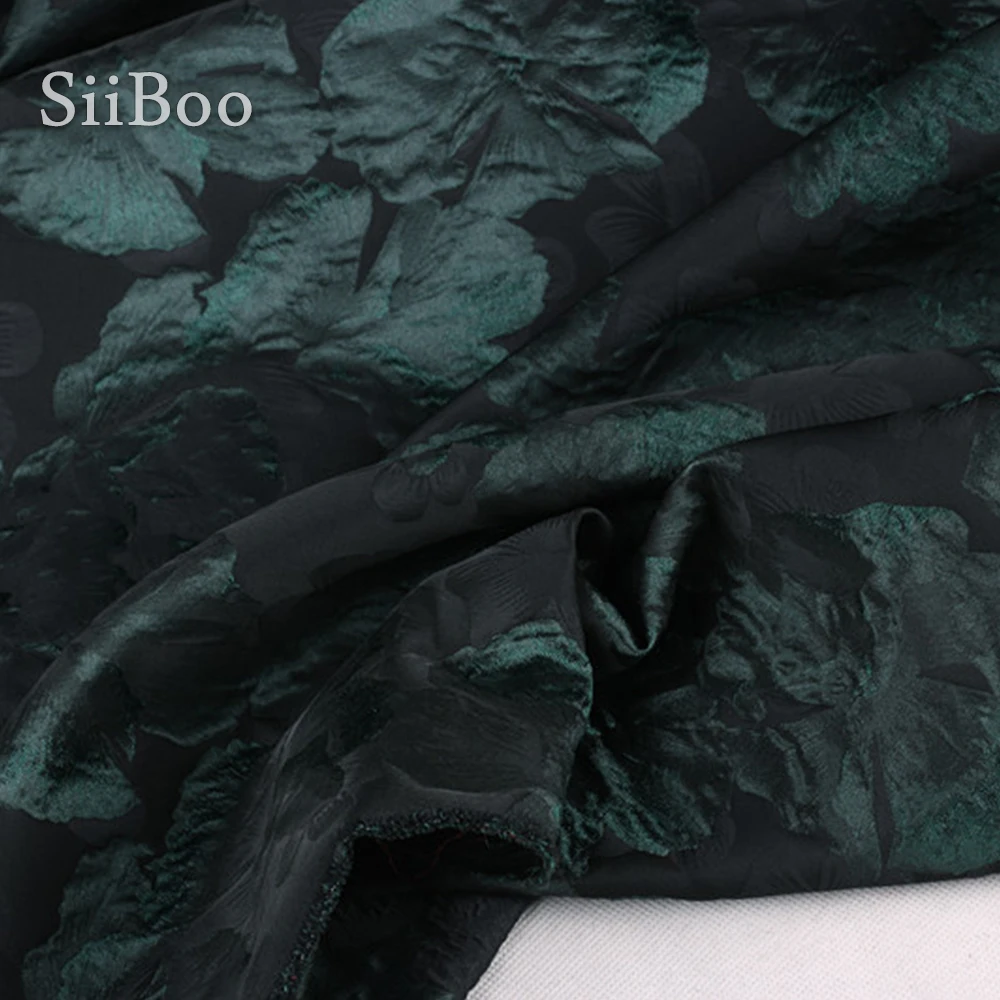 Французский 3D Цветочный Принт темно-зеленый жаккард парча ткань одежда для весны