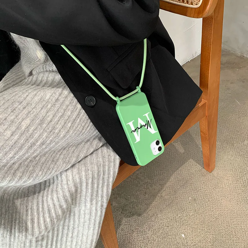 Custom Name Silicone Lanyard Phone Case For Samsung Galaxy S10 S20 Plus Ultra Note10 Plus Cover With Neck Cord personal design