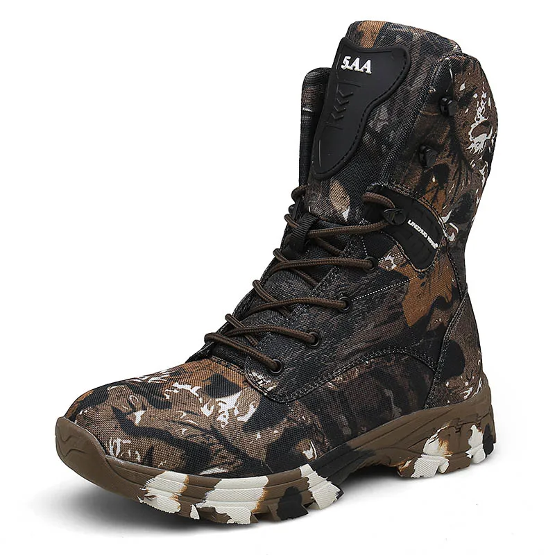 Q3 brown camo Тактические ботинки с высоким берцем; Мужская обувь; Водонепроницаемая походная обувь; ботинки для охоты на открытом воздухе; обувь для горной погоды; мужские военные ботинки для пустыни - Цвет: Q3 brown camo