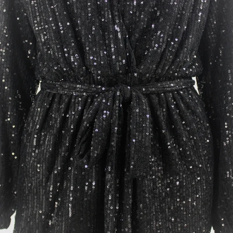 Feditch Off Shoulder Sequined Sexy Jumpsuit Women Club Wear Party Playsuit Gold Elegant Female Glitter Playsuit New Rompers